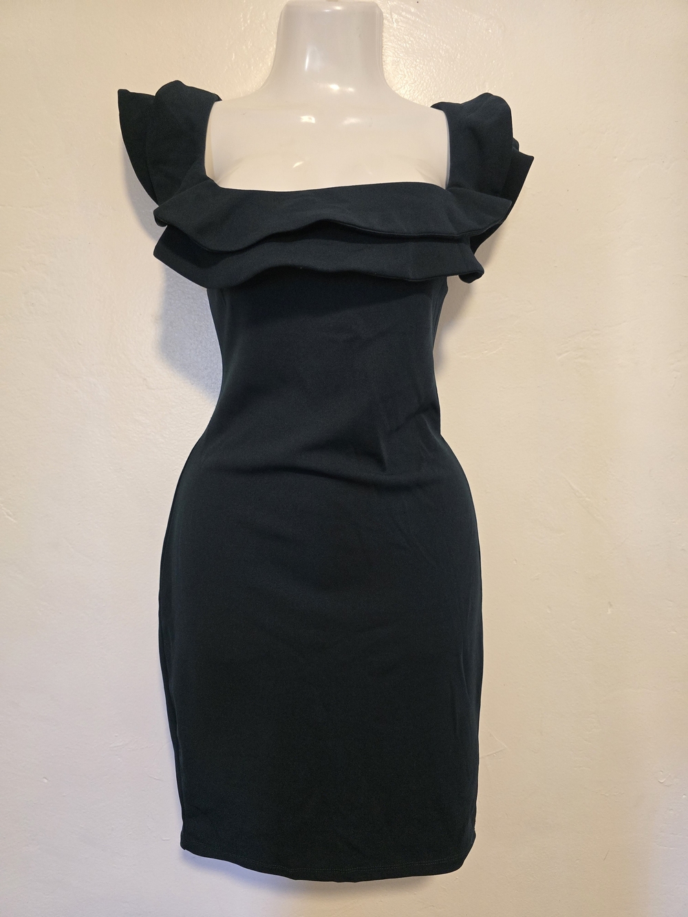 Mind Code - Ruffle-Trim Bodycon Mini Dress - Picture 12 of 12